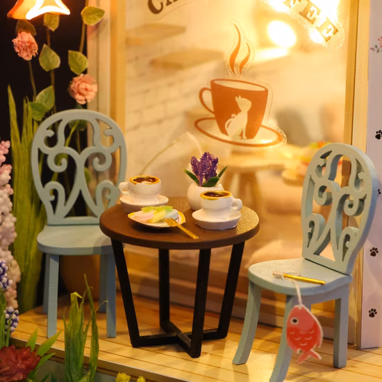 2023 Hot Sale Coffee Shop DIY Miniature Dollhouse Toy Wooden Dollhouse
