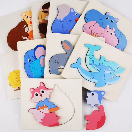 Tablero de rompecabezas de animales Bloques de construcción de madera Rompecabezas 3D