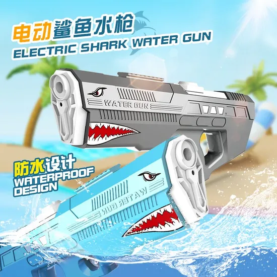 Pistola de agua eléctrica Shark para niños y adultos, pistola de agua automática con batería, superremojador, resistente al agua, potentes juguetes para disparar agua