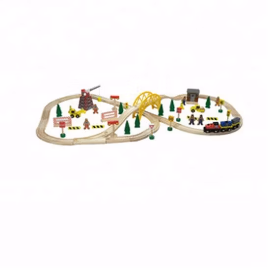 Juego de vías de tren de madera de 50 piezas