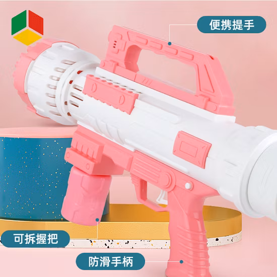 QS-pistola de burbujas eléctrica para niños, pulverizador automático con 77 agujeros, de mano, con luz, Gatling, juguetes para niños