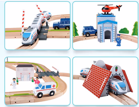 Juego de ferrocarril de madera de 149 piezas para niños Tren de juguete